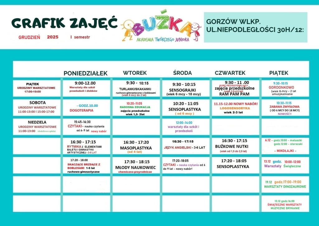 GRAFIK GRUDZIEŃ 2025