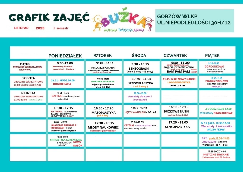 GRAFIK LISTOPAD 2025