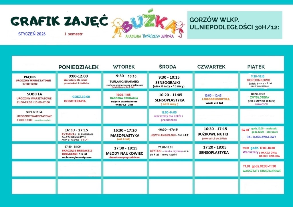 GRAFIK STYCZEŃ 2026